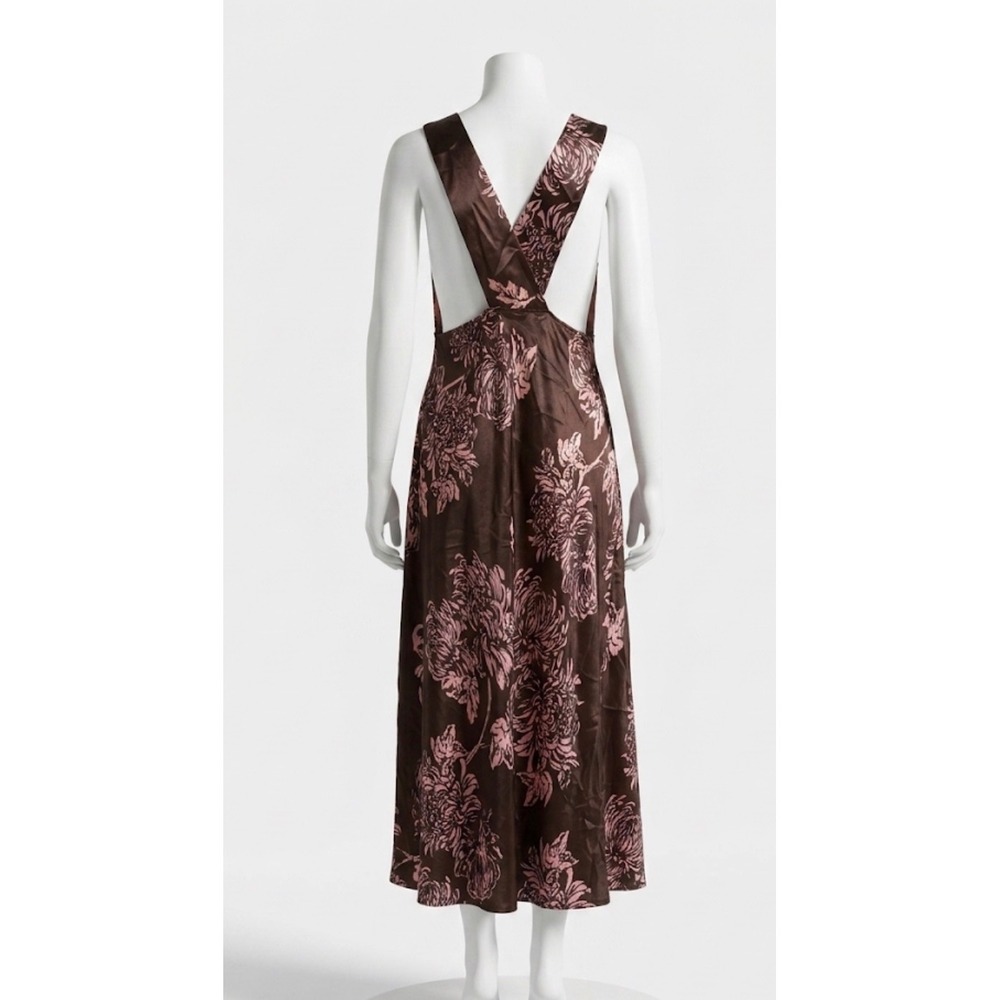 Gilligan & O'Malley Floral Satin Maxi Dress L Y2K 90s Coquette Cross Back Boho